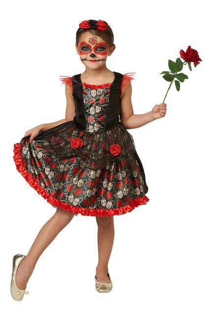 Red Rose Day of the Dead Child Costume