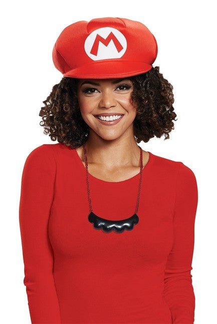 Mario Hat and Moustache Necklace Adult - Costume Market