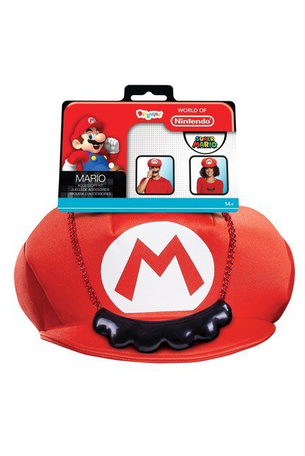 Mario Hat and Moustache Necklace Adult - Costume Market