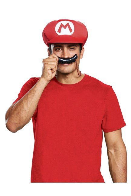 Mario Hat and Moustache Necklace Adult - Costume Market