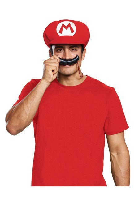 Mario Hat and Moustache Necklace Adult - Costume Market