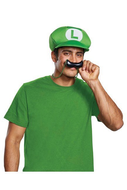 Luigi Hat and Moustache Necklace Adults - Costume Market