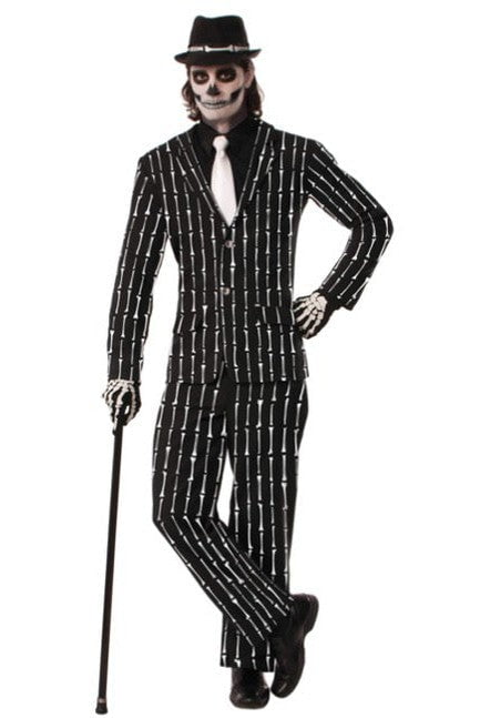 Skeleton Bone Pin Stripe Suit - Costume Market