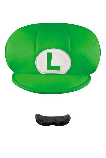 Luigi Child Hat and Moustache - Costume Market