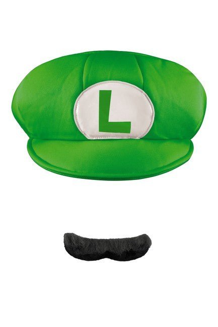 Luigi Adult Hat and Moustache - Costume Market