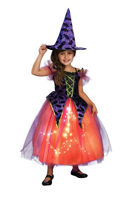 Light Up Purple and Orange Witch Child Costume - Costume Market