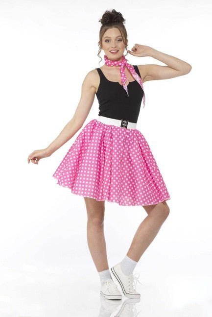 Dark Pink Polka Dot Skirt and Necktie - Party Australia