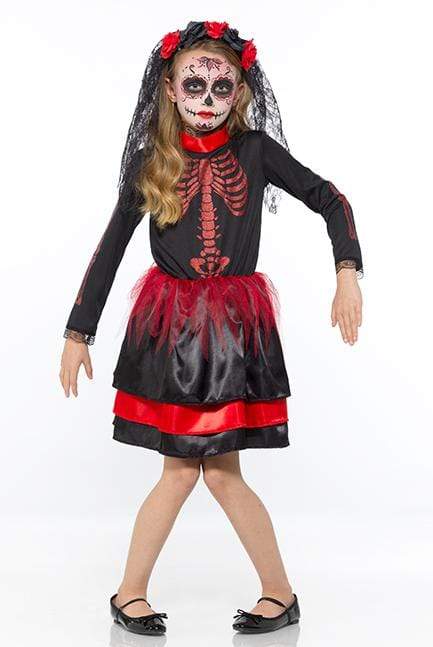 Red Skeleton Girl Costume - Party Australia